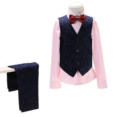 SKCST020 Making British Style Children's Suit Style Flower Shirt Host Performance Dress Flower Dress Children's Suit Center front view